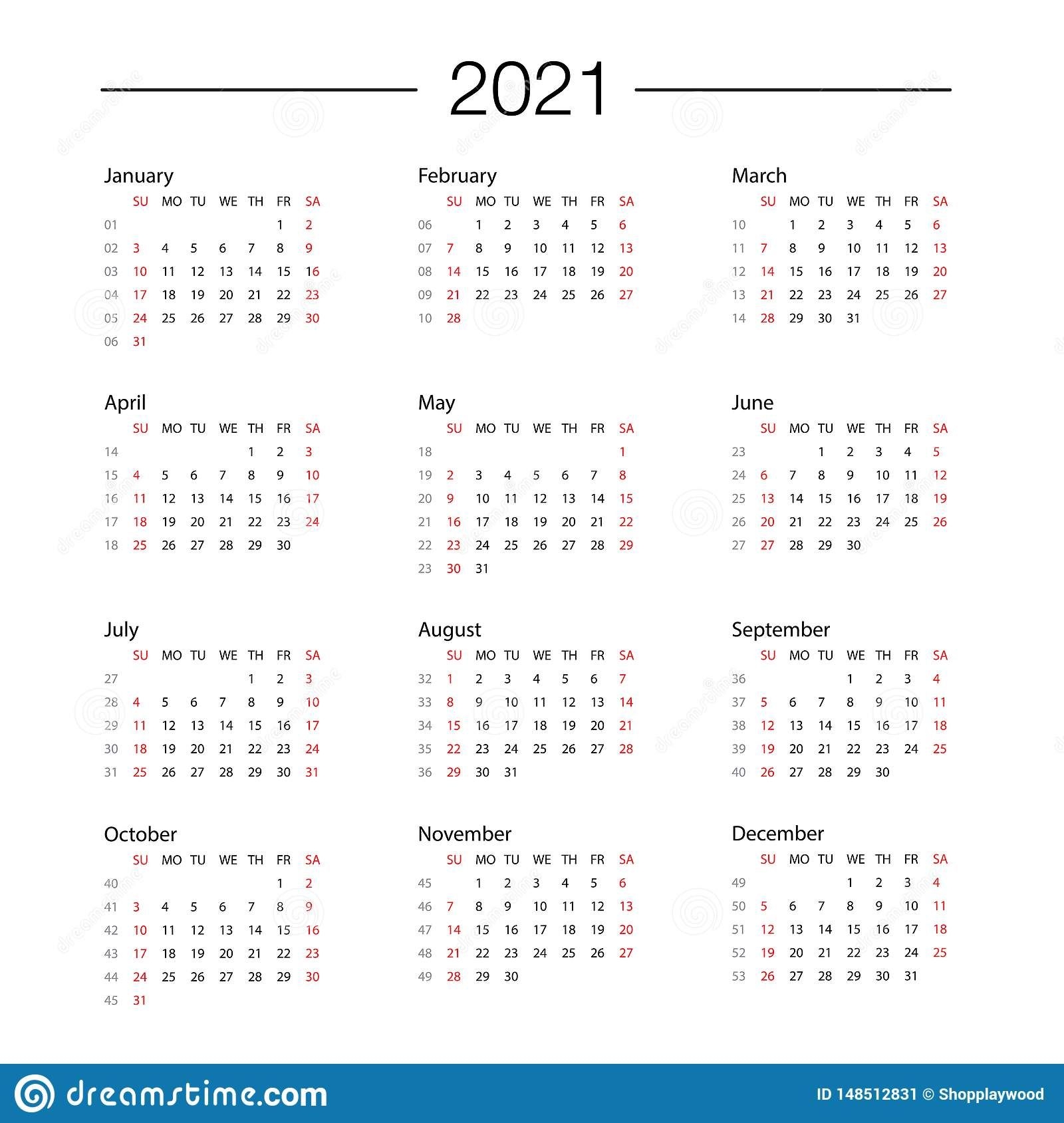 Calendar 2021 Year Template Day Planner In This Minimalist