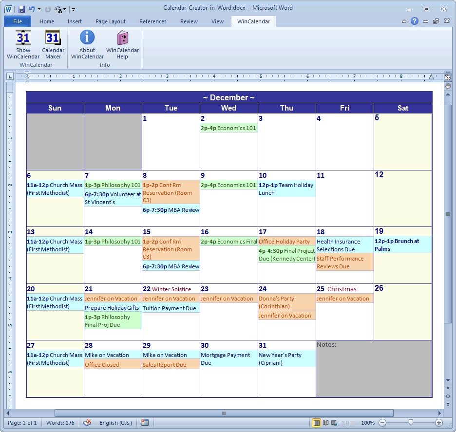 Calendar Maker &amp; Calendar Creator For Word And Excel