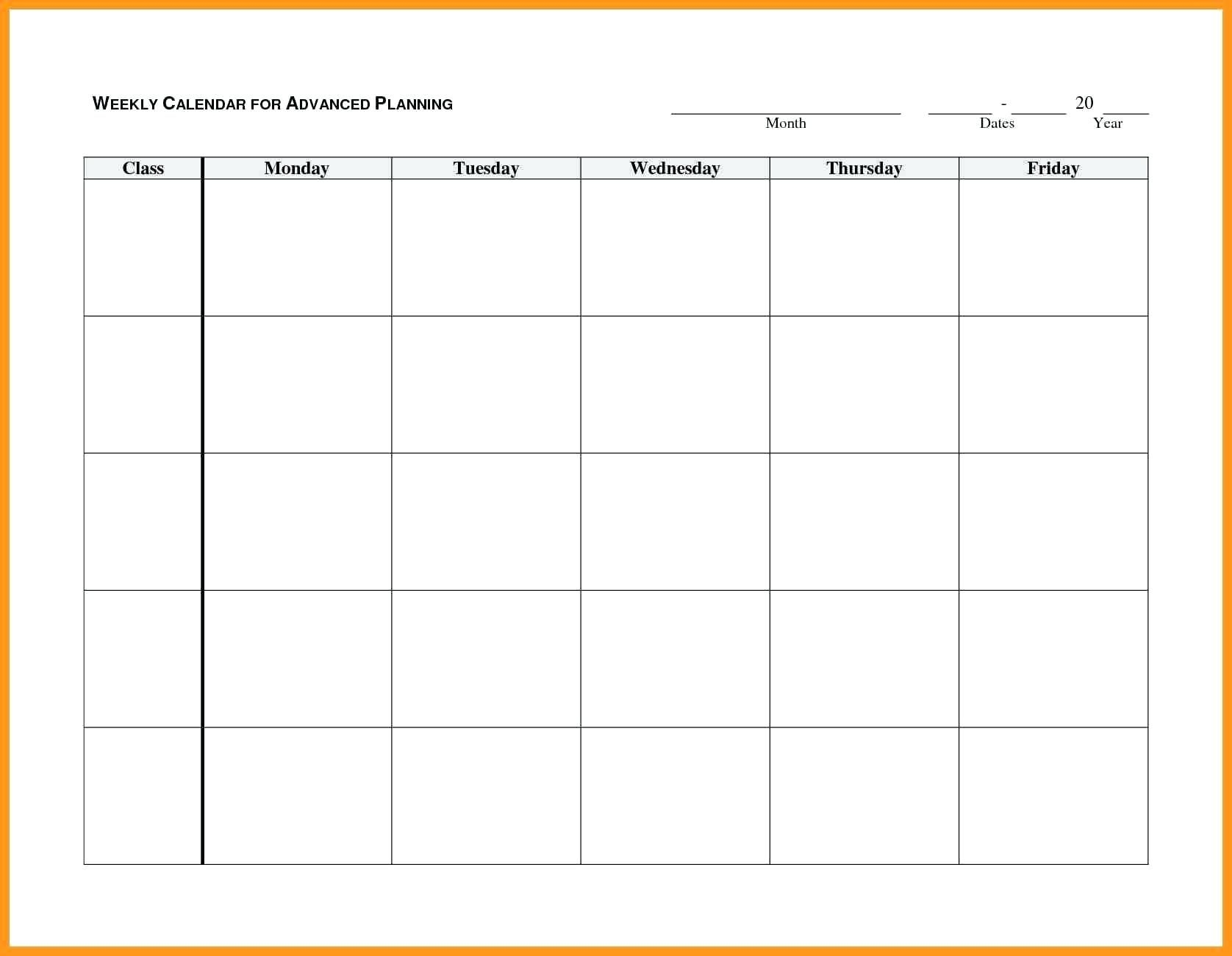 Universal Blank Calendar Grid Moday-Friday