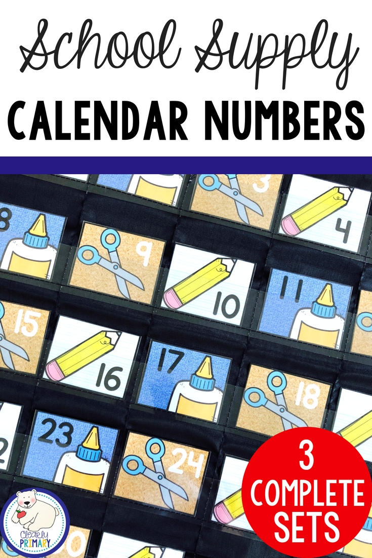 Calendar Numbers: School Supplies | Calendar Numbers, School