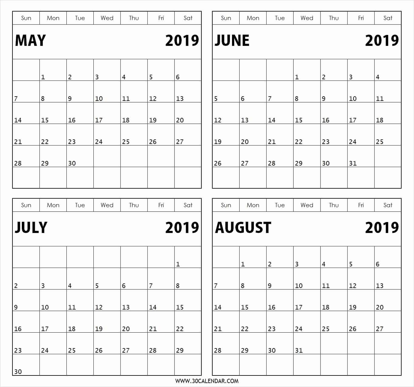 Calendar Template 3 Months Per Page - Calendar Inspiration