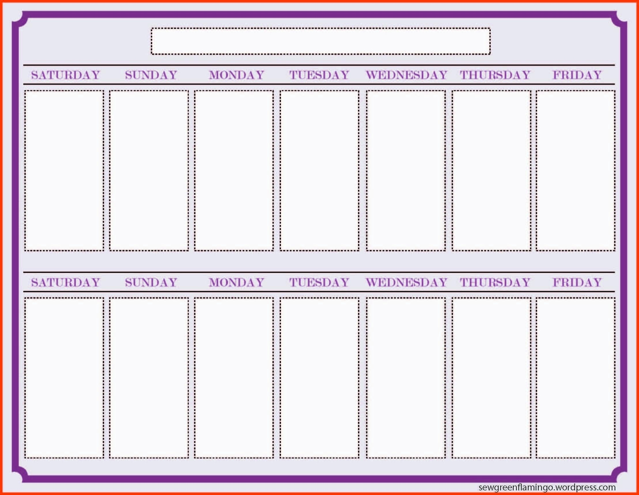 2 week work schedule template