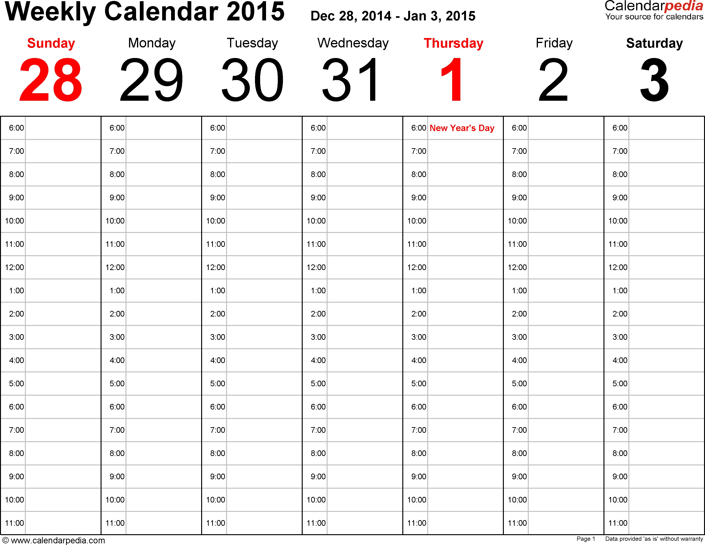 Calendarpedia - Free Printable, Fillable Calendar Templates