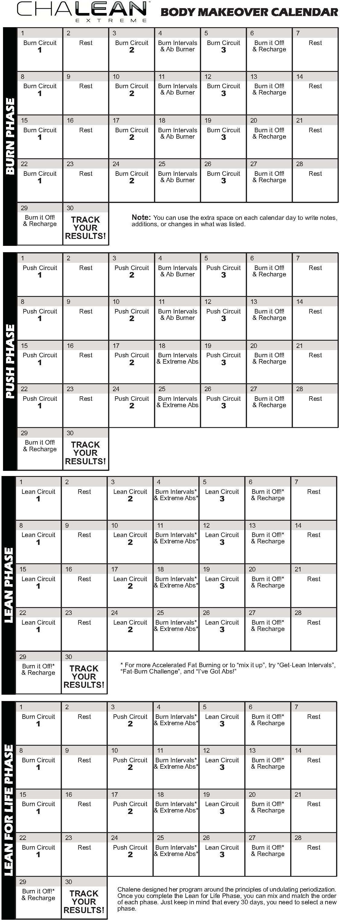 Effective Chalean Extreme Printable Calendar Get Your Calendar Printable