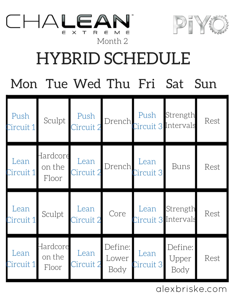 Chalean Extreme &amp; Piyo Hybrid Schedule | (With Images