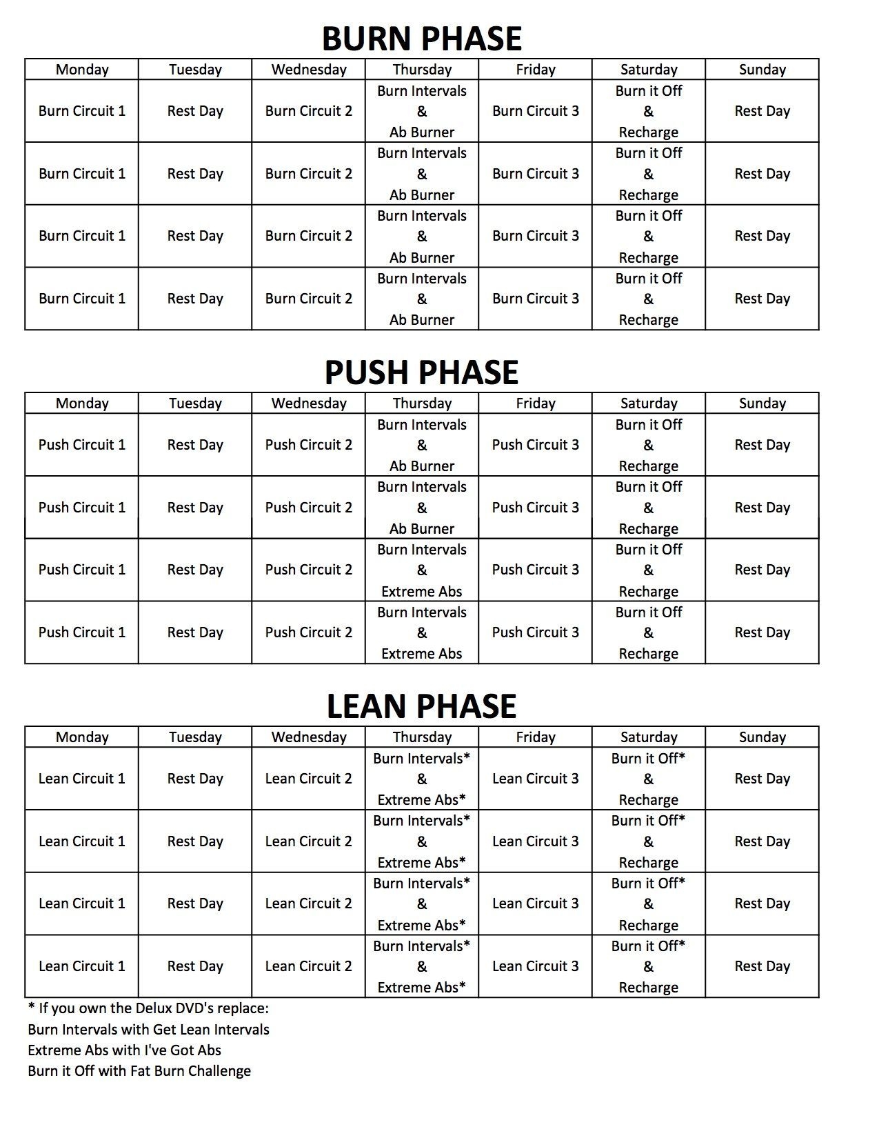 Effective Chalean Extreme Printable Calendar