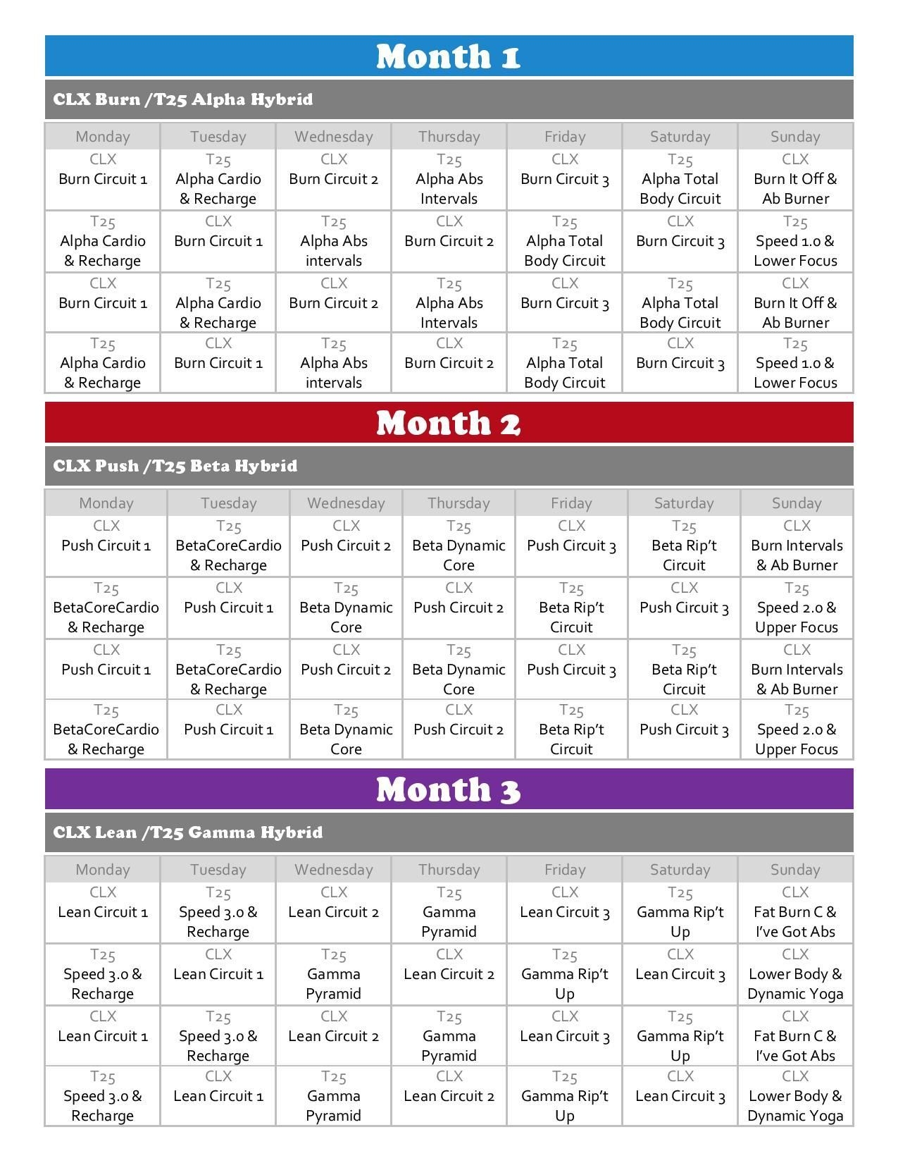 Best Blank Chalean Extreme Workout Calendar Get Your Calendar Printable