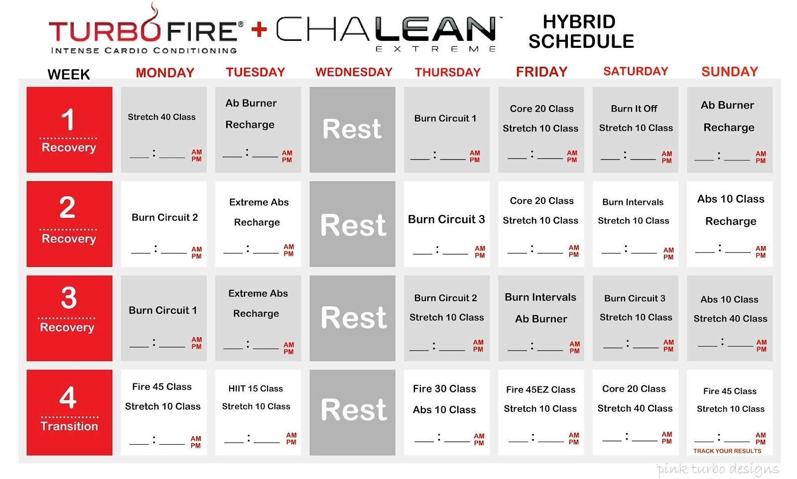 Chalean Extreme &amp; Turbo Fire Hybrid Schedule* | Chalean