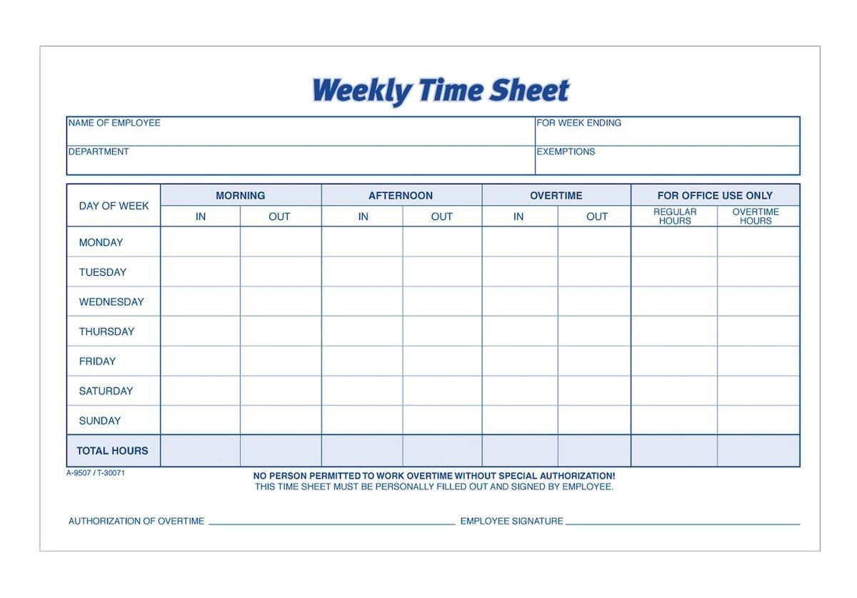 Challenger Printable Weekly Time Sheets - Mitchell Blog