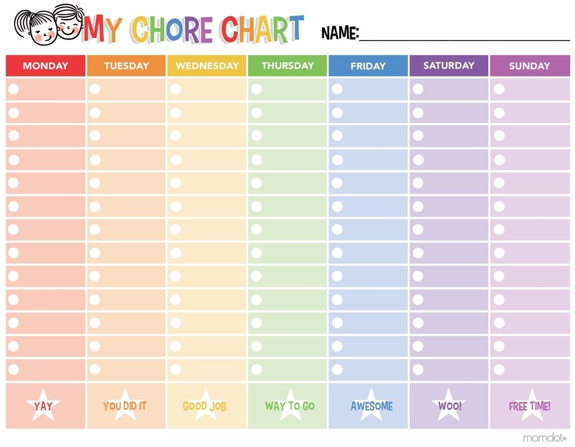 Chore Chart: Free Printable Chore Chart To Get Your Kids On