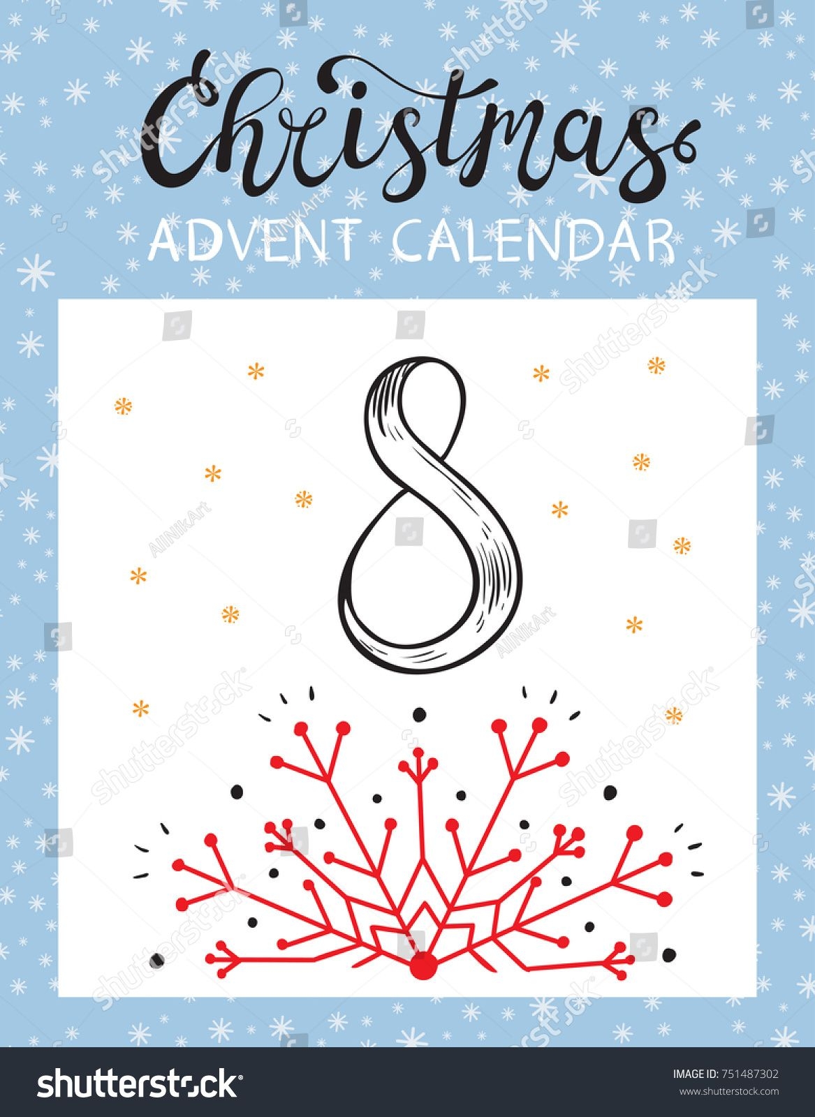 Christmas Advent Calendar Printable Card Tearoff Stock