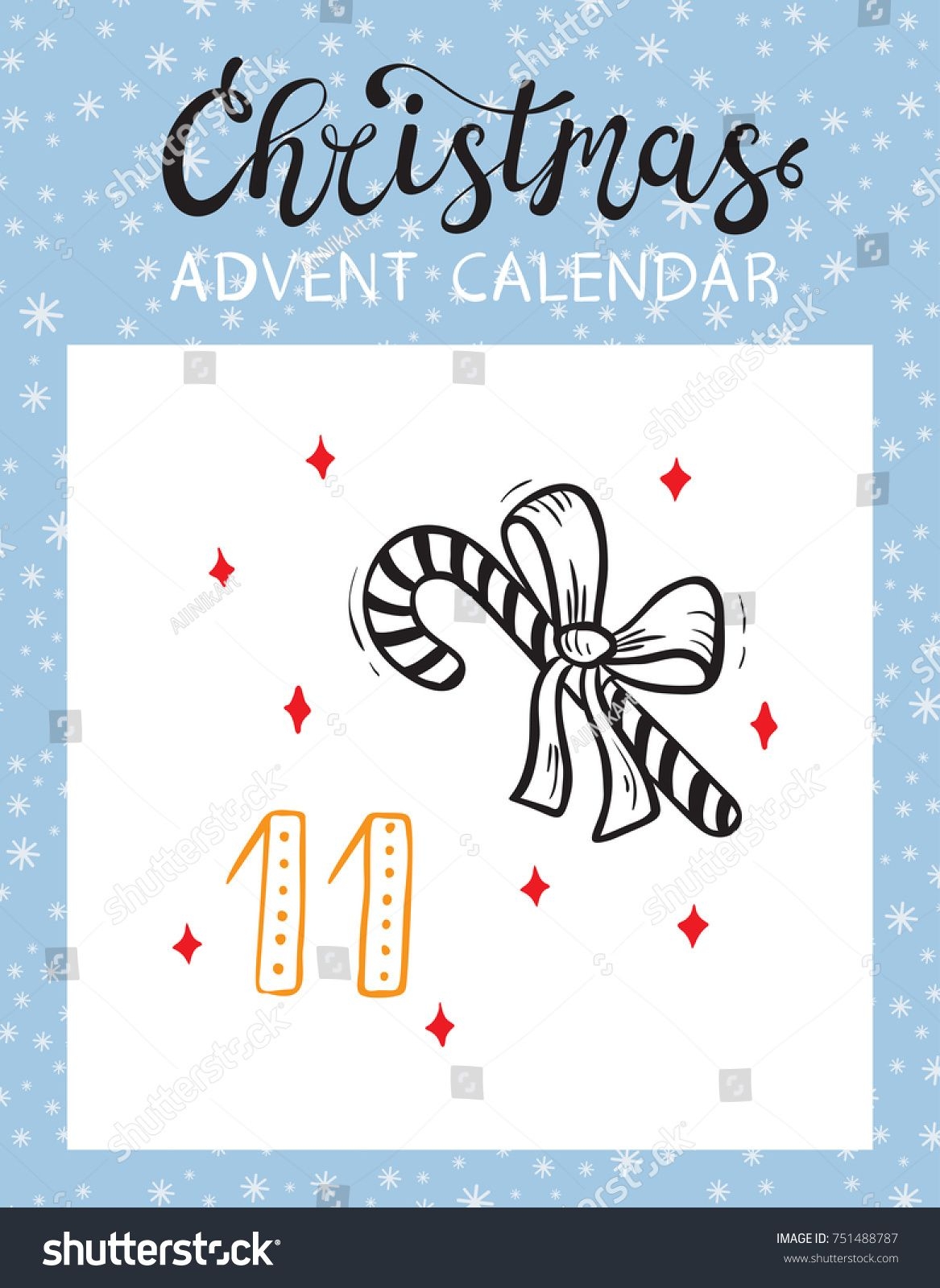 Christmas Advent Calendar Printable Card Tearoff Stock