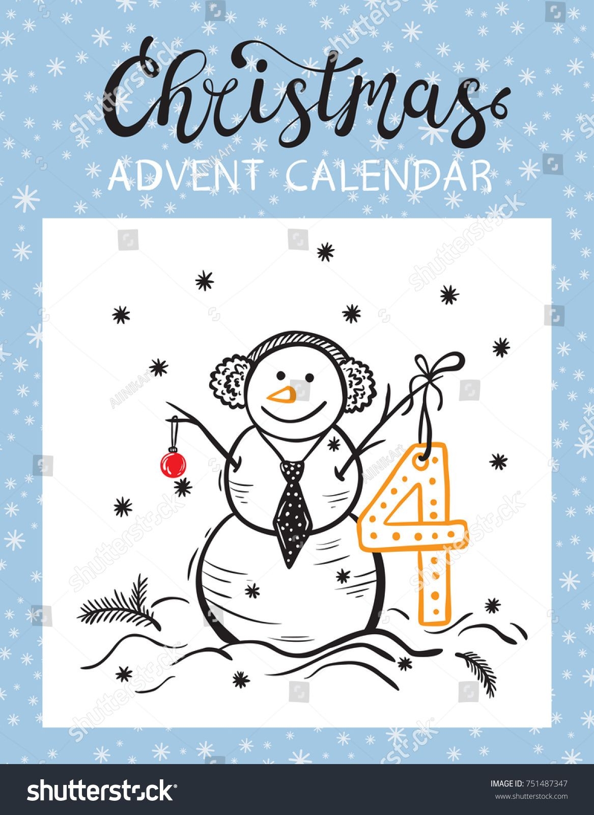 Christmas Advent Calendar Printable Card Tearoff Stock