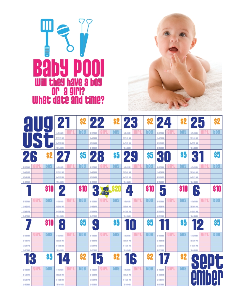 Cmf - Baby Due Date &amp; Time Pool [Charge $1 Per Bet And