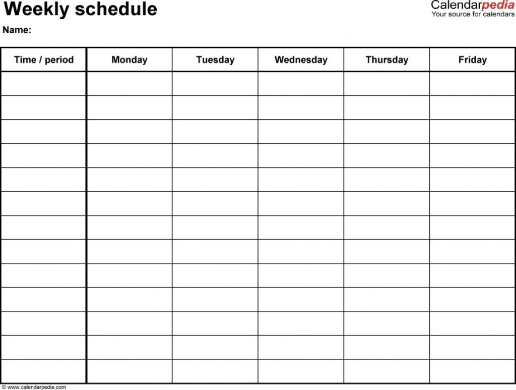 Collect Blank Weekly Monday Through Friday Calendar Template