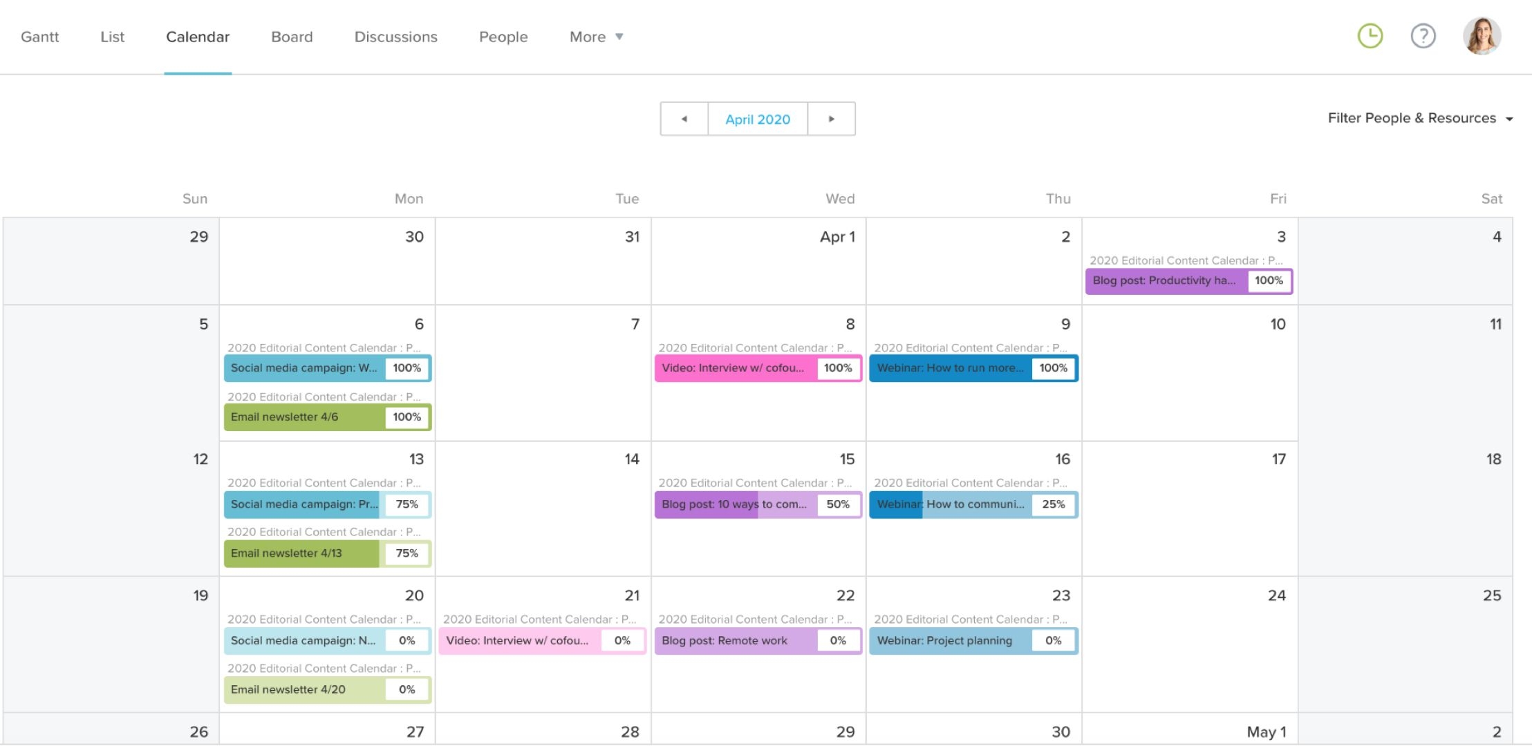Content Calendar Template &amp; Examples | Teamgantt