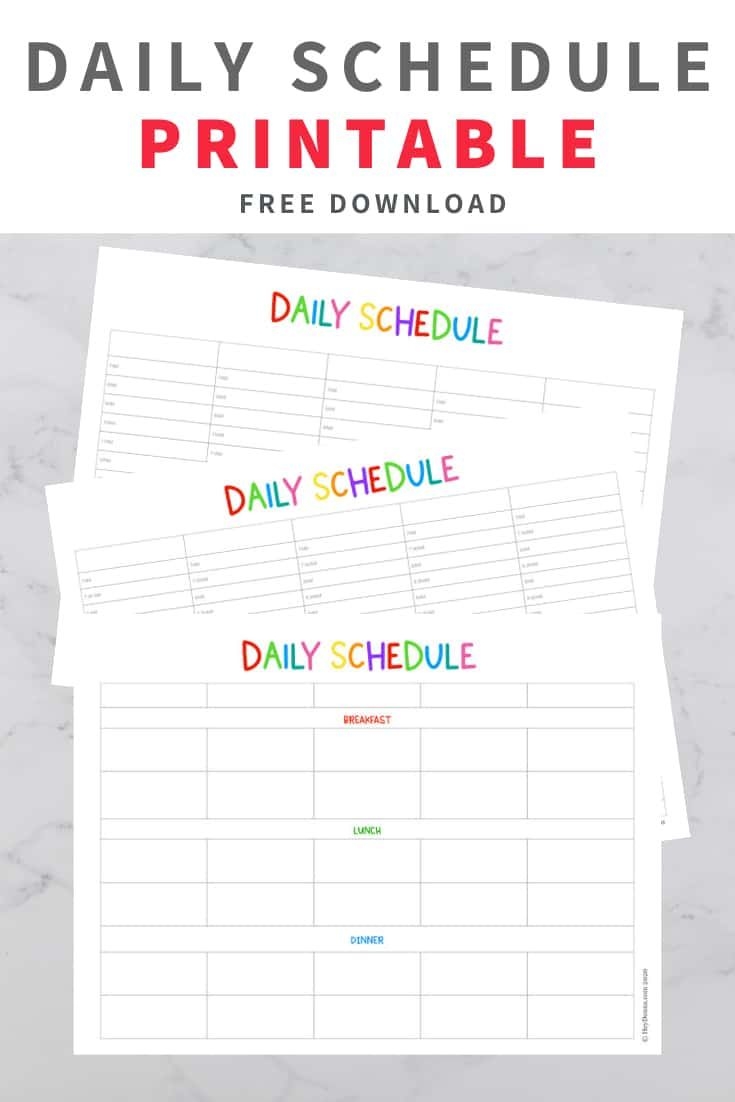 free printable kids daily schedule