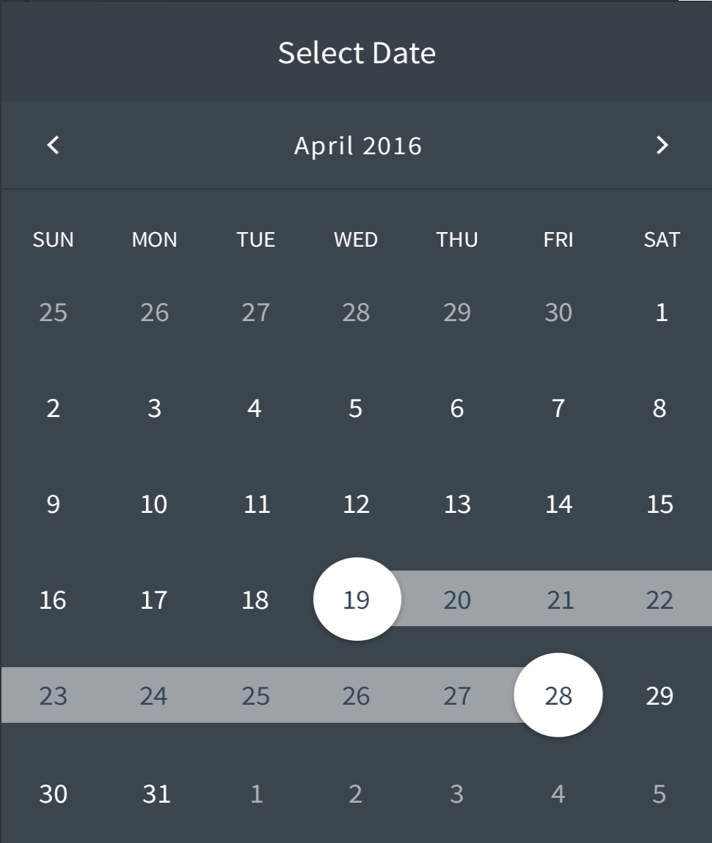 Custom Calendar Date Range Swipe Selection Android - Stack