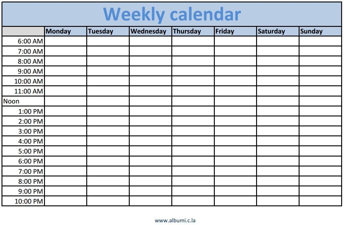Cute Printable Blank Calendar Weekly Schedule | Blank Weekly