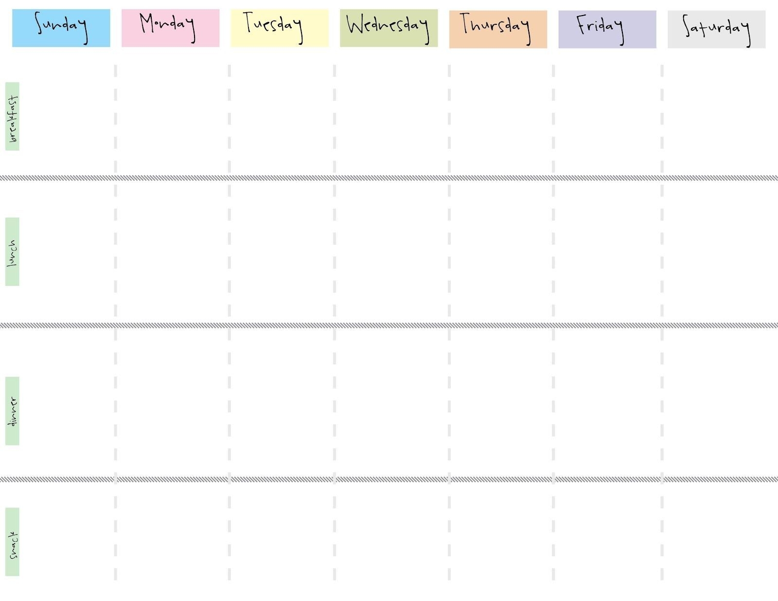 blank work week schedule template