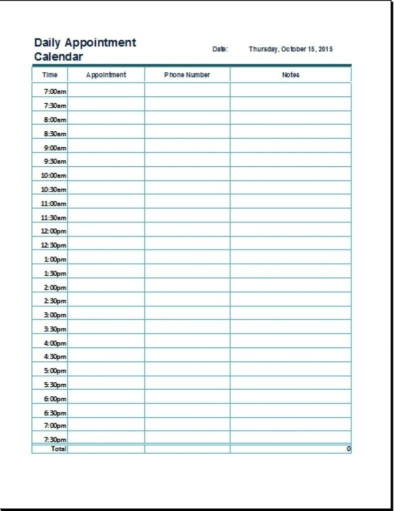 Daily Calendar With Time Slots - Bance