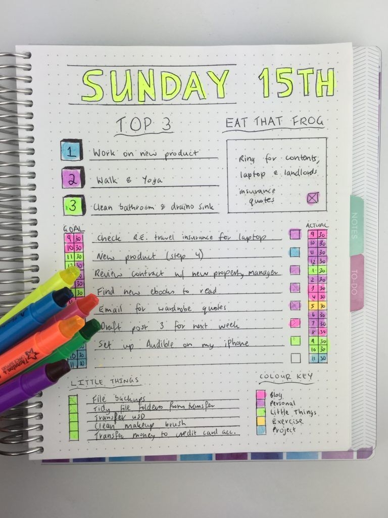 Daily Planning Bullet Journal Style (Using A Plum Paper Grid