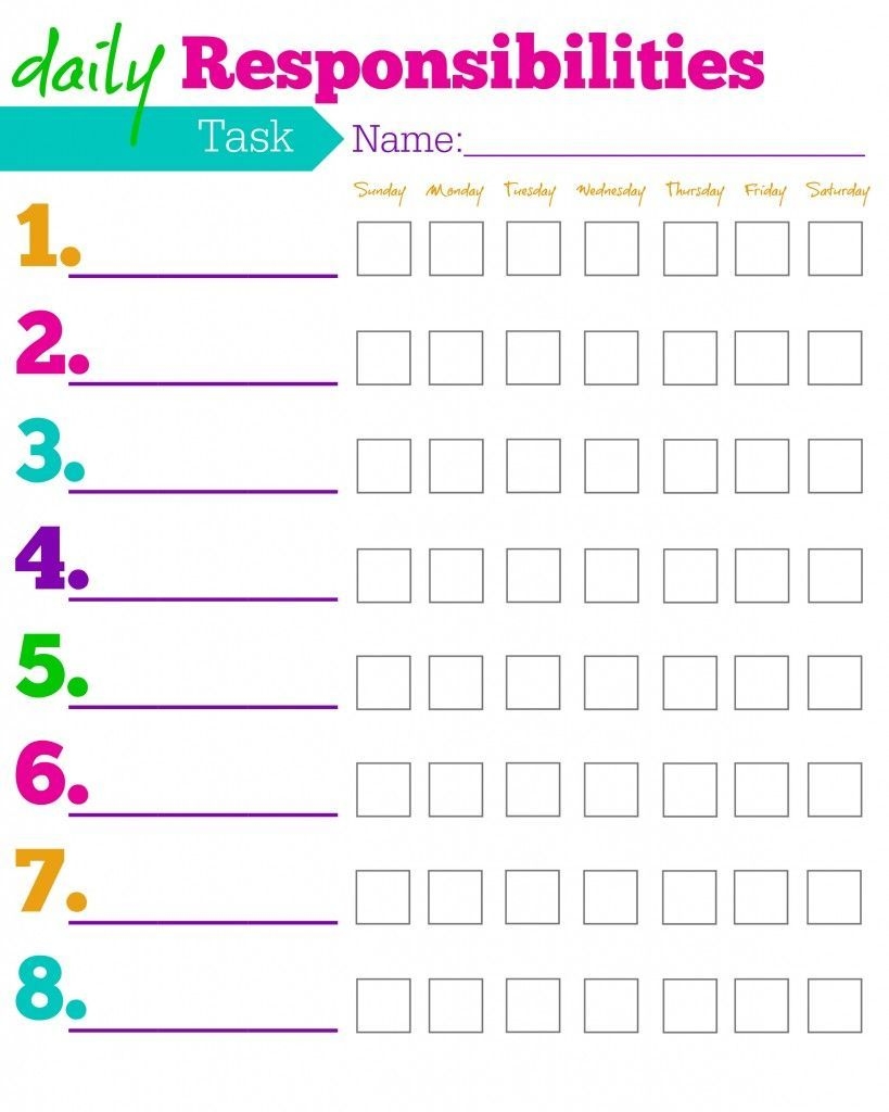 Daily Responsibilities Chart For Kids! Free Printable To