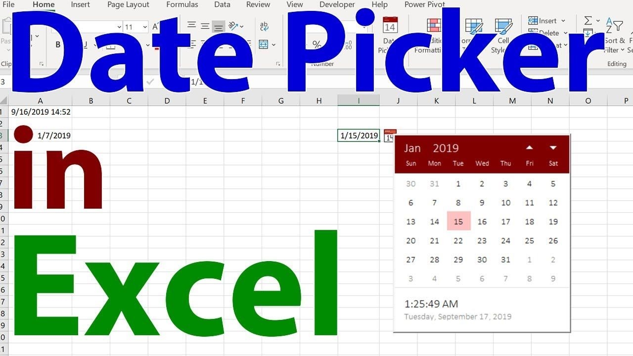 How To Insert Calendar In Excel Date Picker Printable Calendar Template