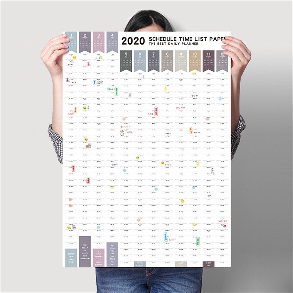 Details About 2020 Wall Calendar 365 Days Daily Learning Schedule Periodic  Planner To Do List