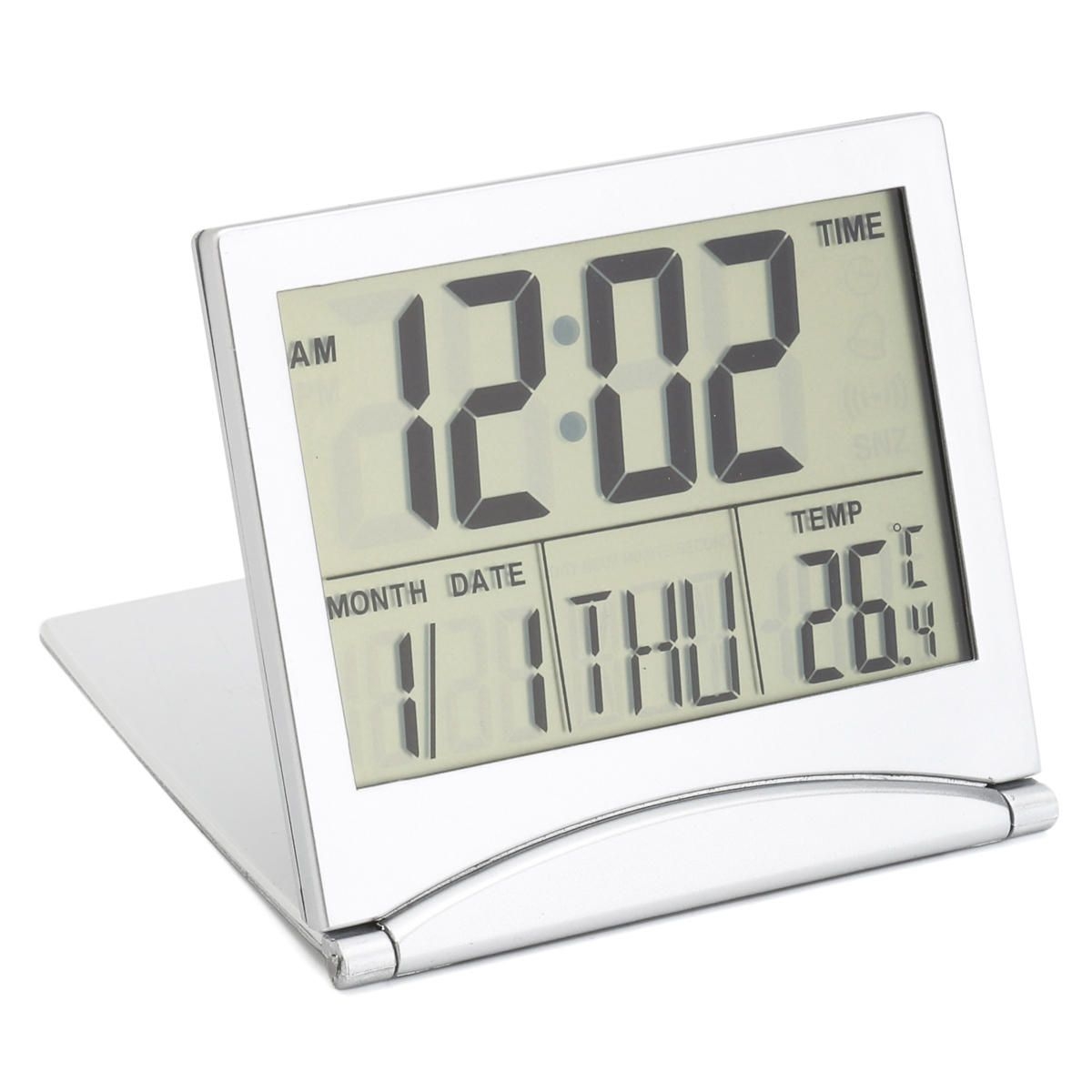 Digital Lcd Screen Travel Alarm Clocks Table Desk Thermometer Timer Calendar