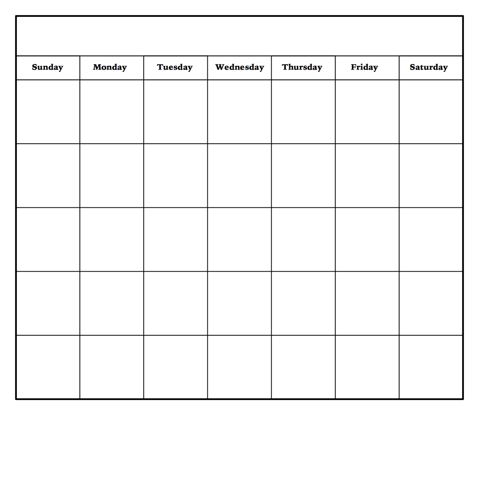 Printable Blank Monthly Calendars