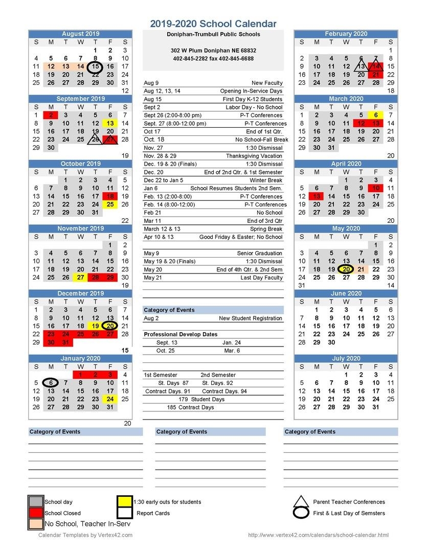 Doniphan Trumbull Schools - 2019-2020 Calendar