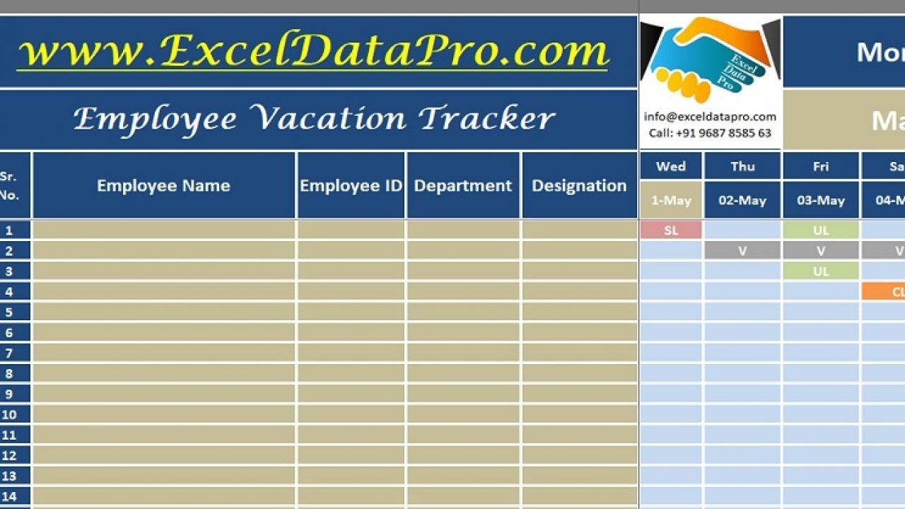 Download Employee Vacation Tracker Excel Template - Exceldatapro