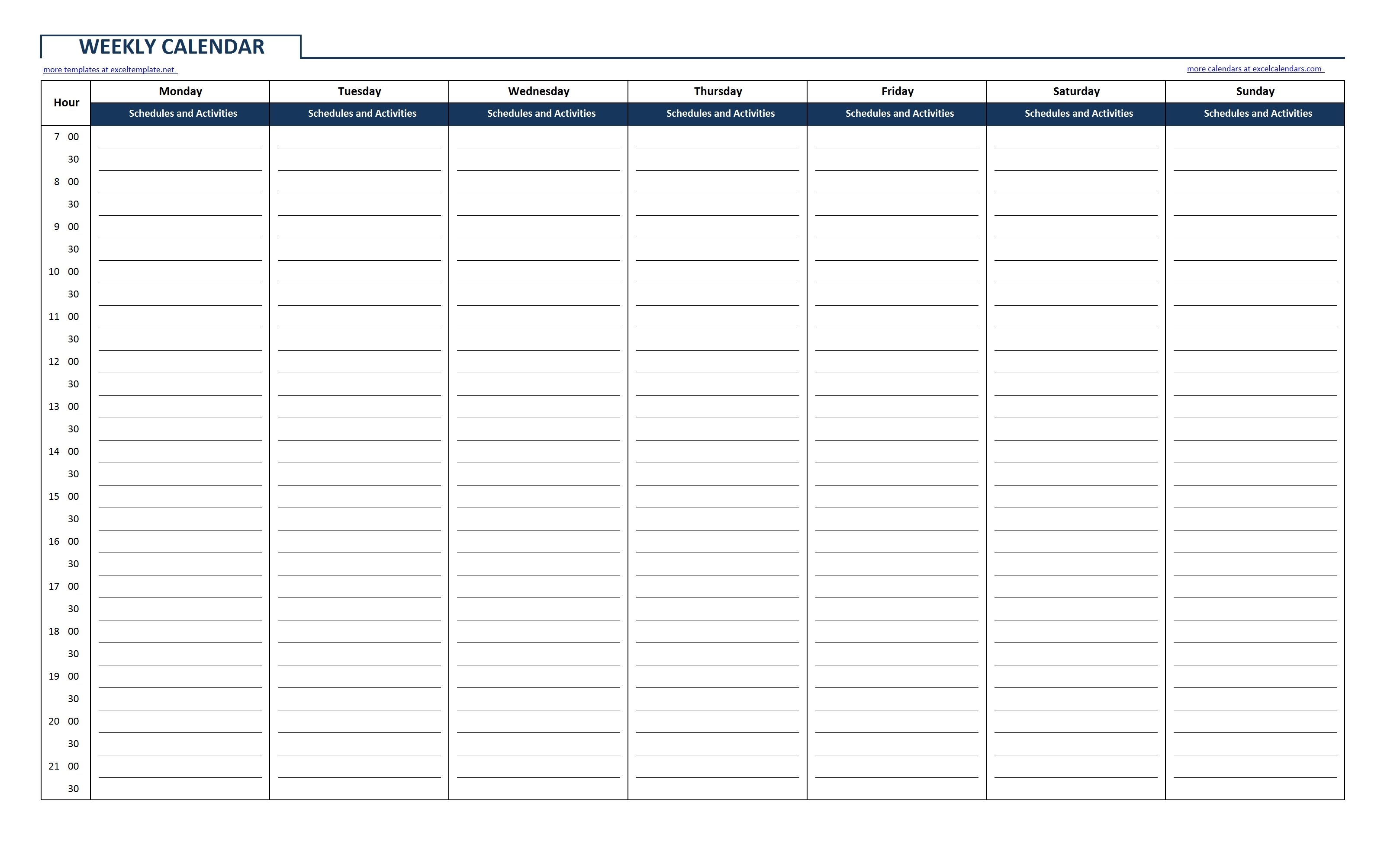 Download Free Printable Weekly Calendar With Time Slots