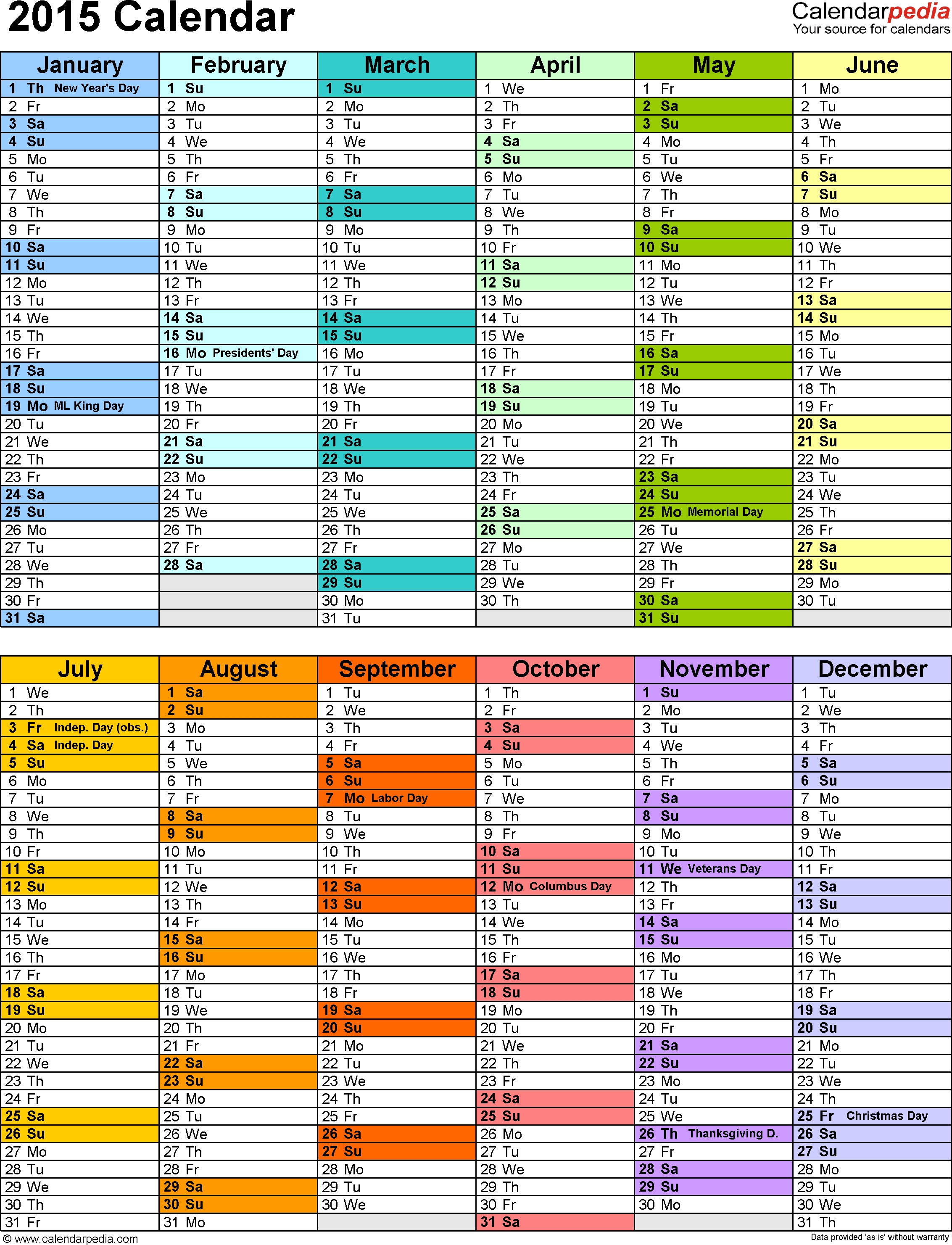 Download Pdf Template For 2015 Calendar Template 12: Two