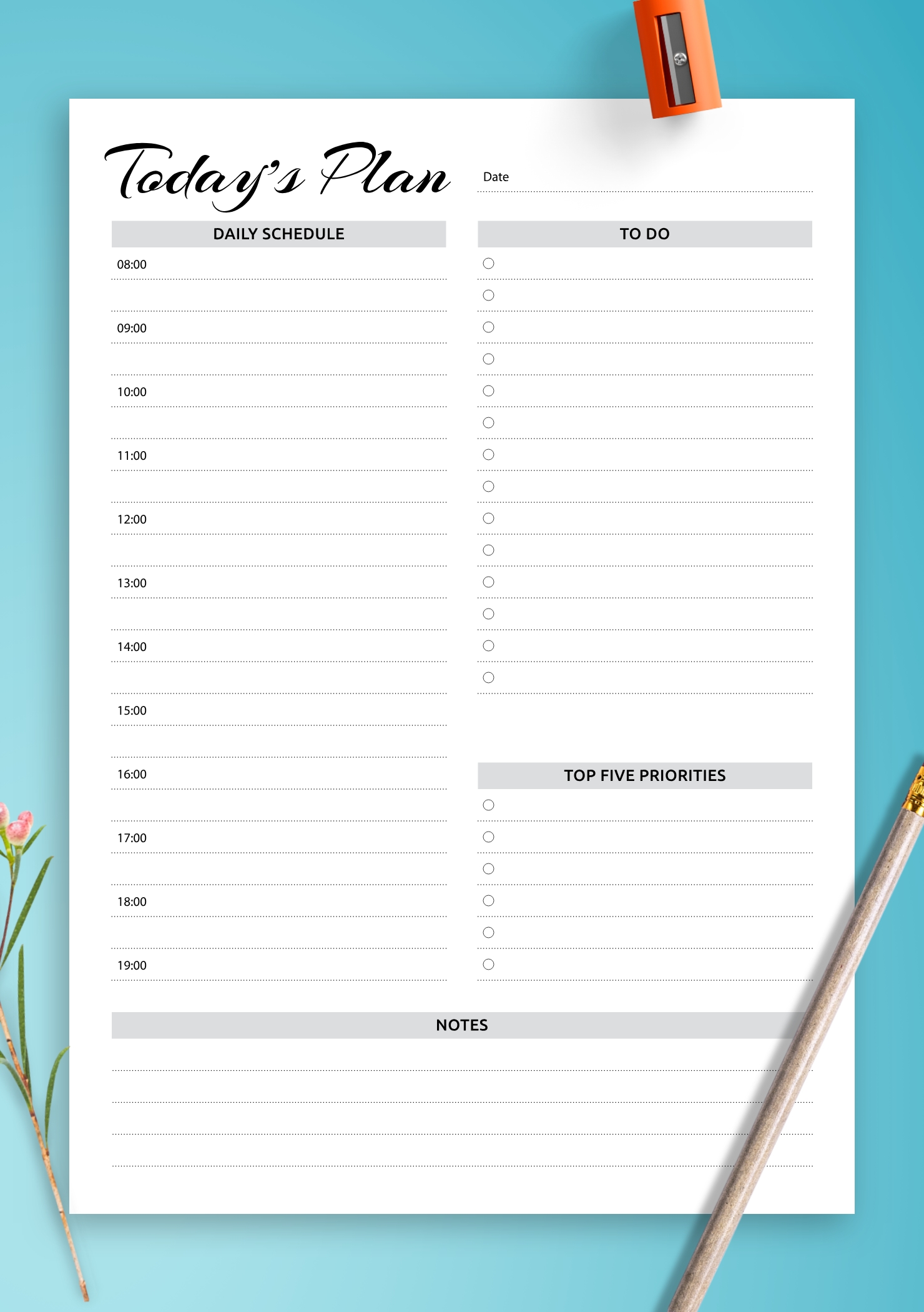 Printable Daily Hourly Planner