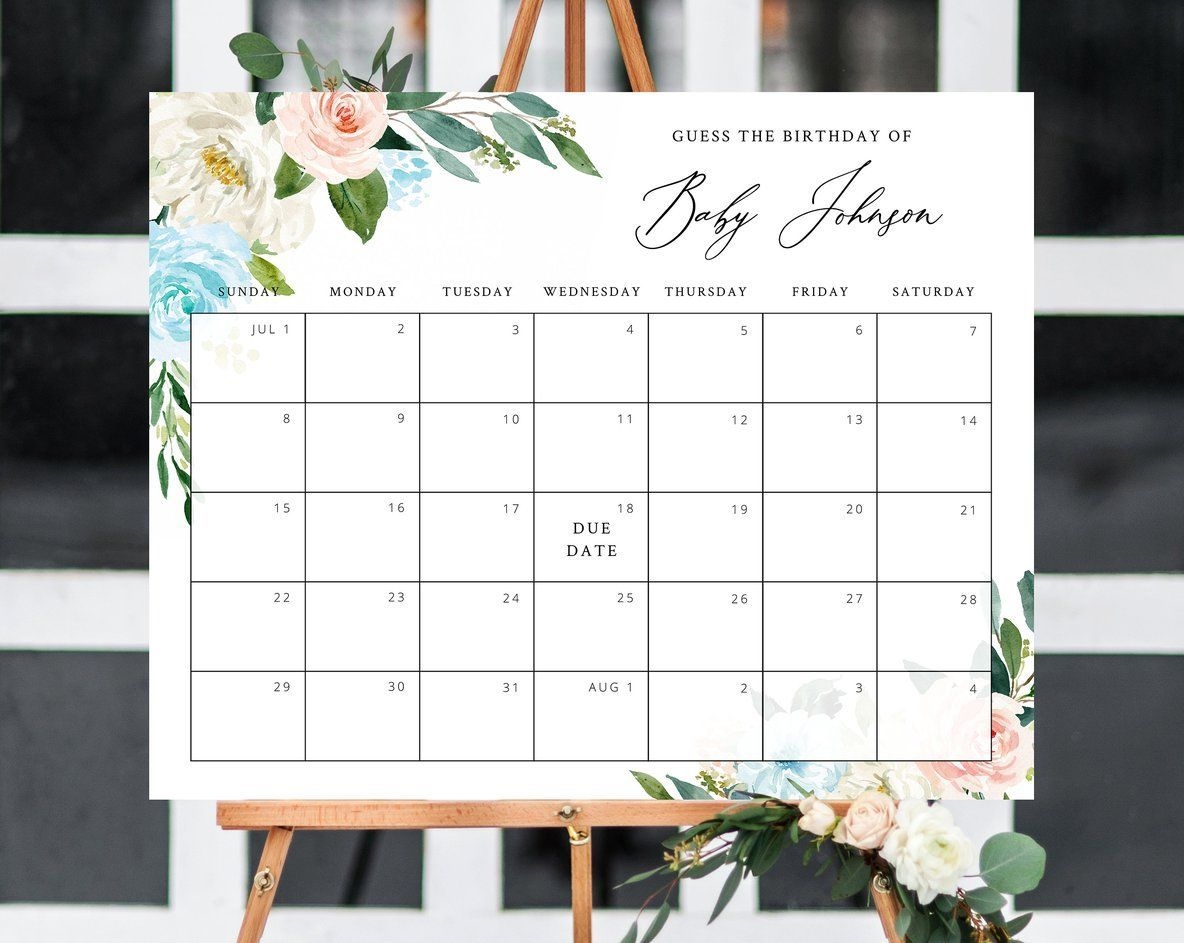 Best Baby Shower Calendar Due Date Game