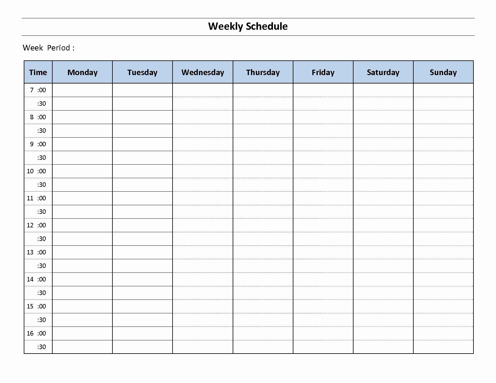 √ 30 Monday Through Sunday Schedule Template In 2020