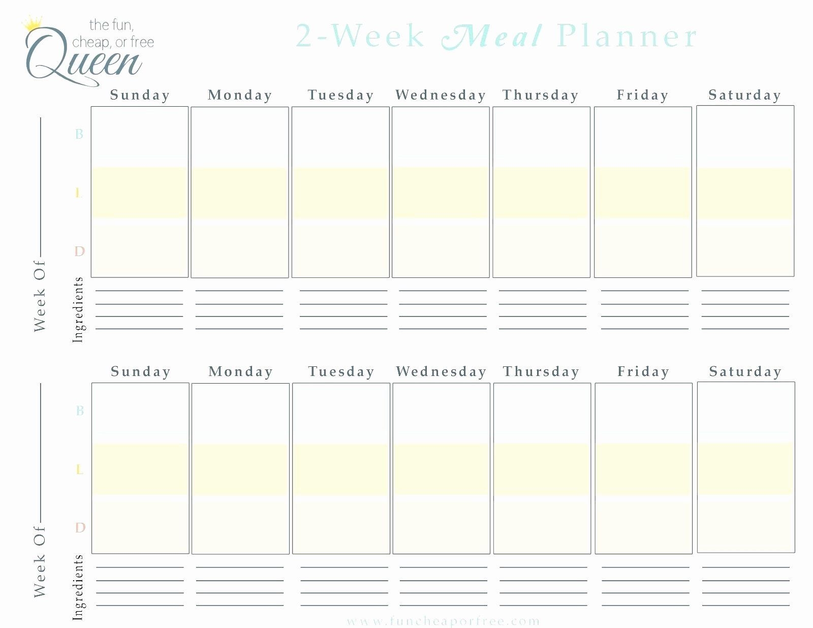 √ 30 Two Week Meal Planner Template In 2020 | Calendar