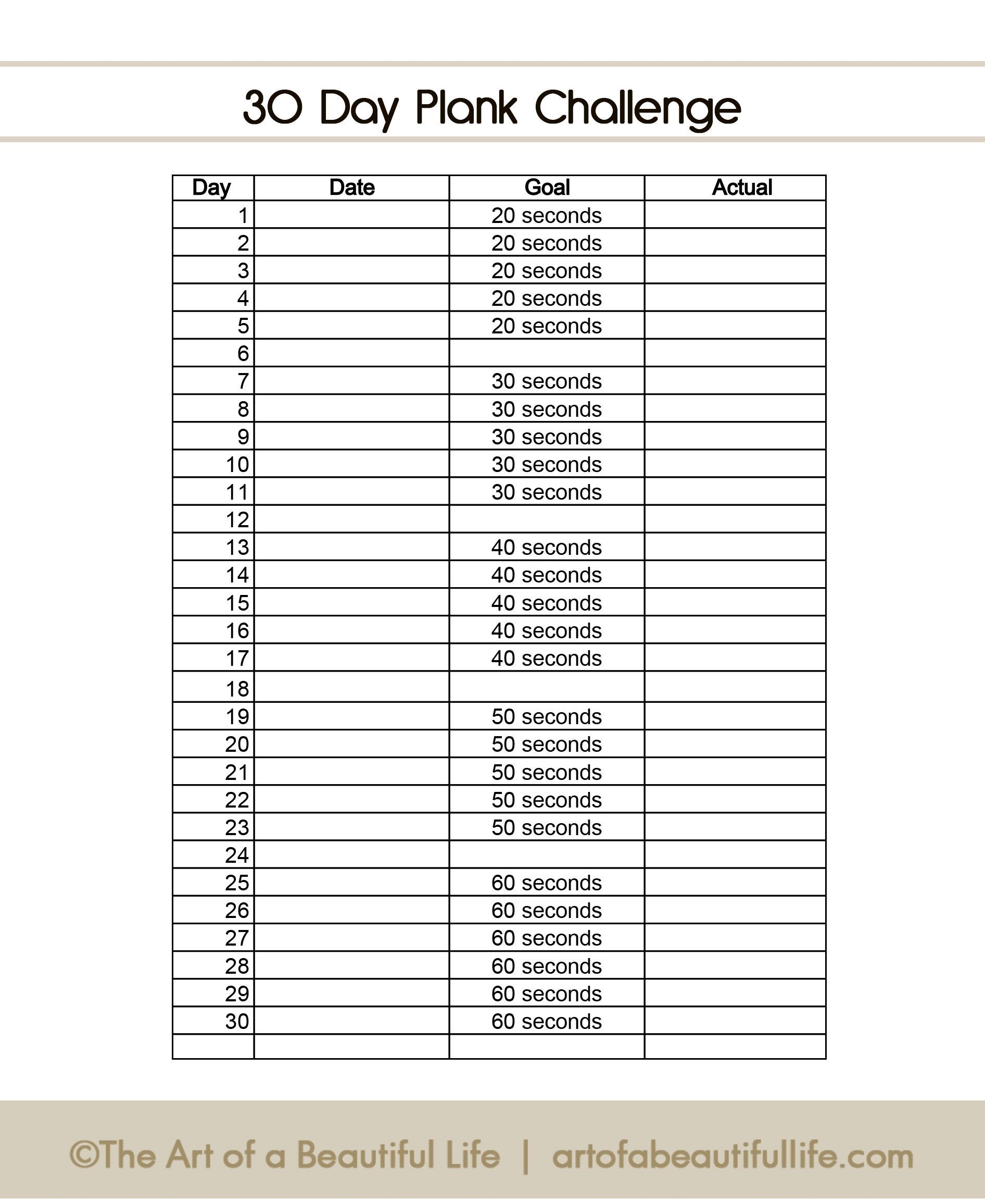 Easy 30 Day Plank Challenge | 30 Day Plank Challenge, 30 Day