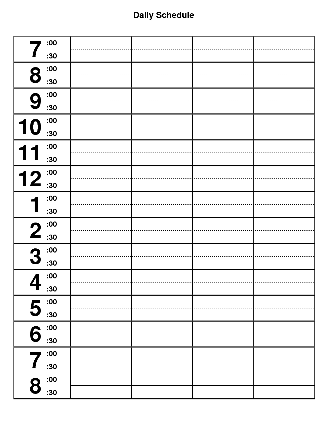 Editable Daily Schedule Template Example - A Part Of Free