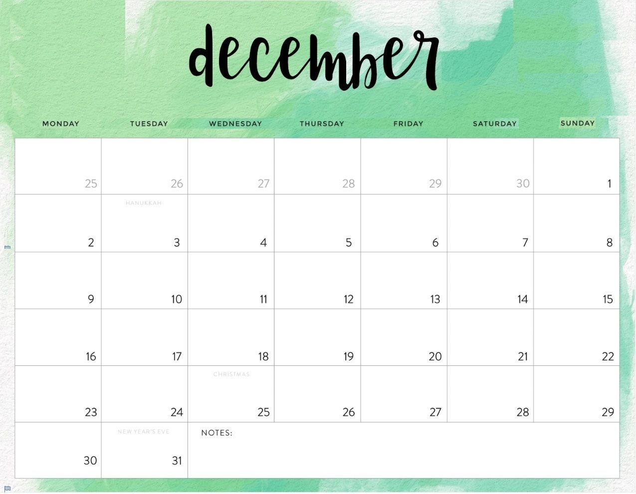 Editable December 2019 Calendar | Editable Calendar