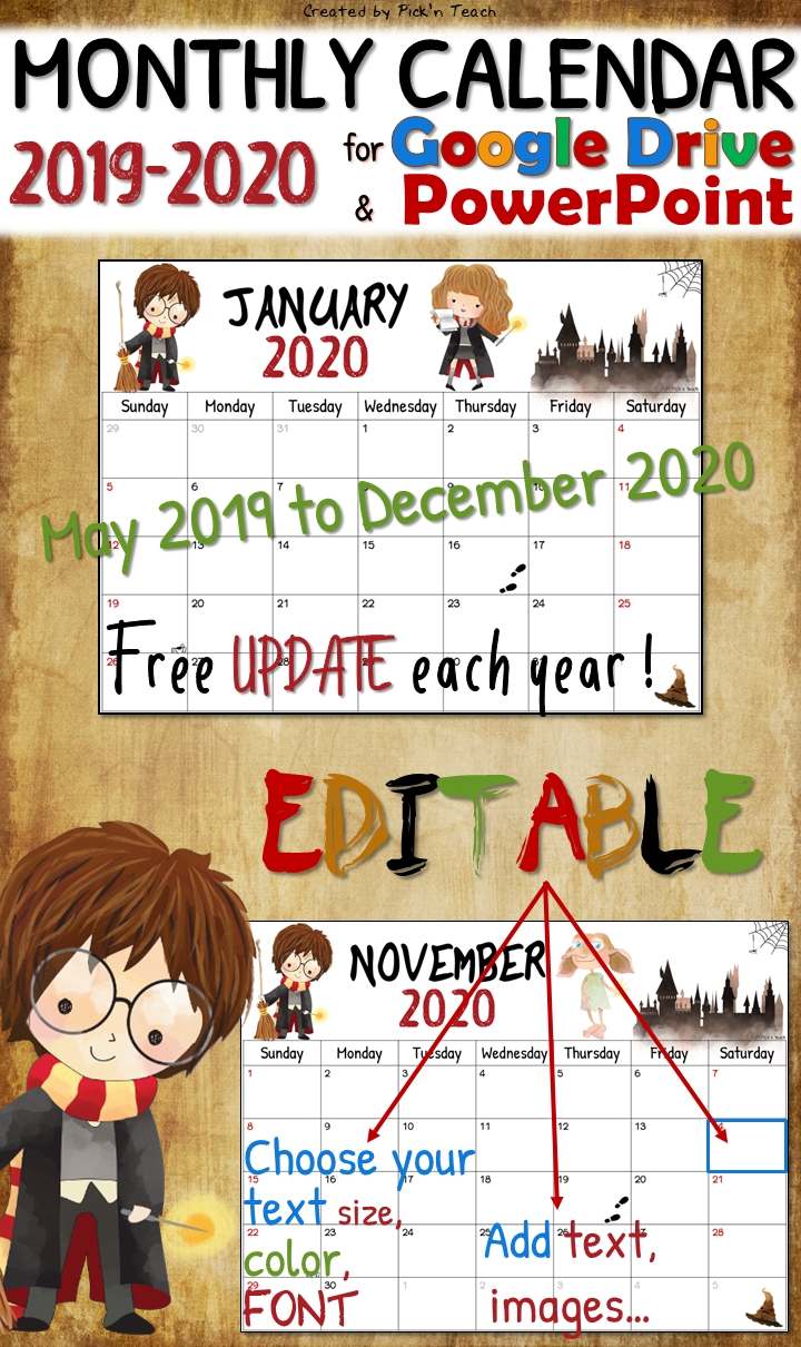 Editable Harry Potter Planner 2019 &amp; 2020 - Free Updates