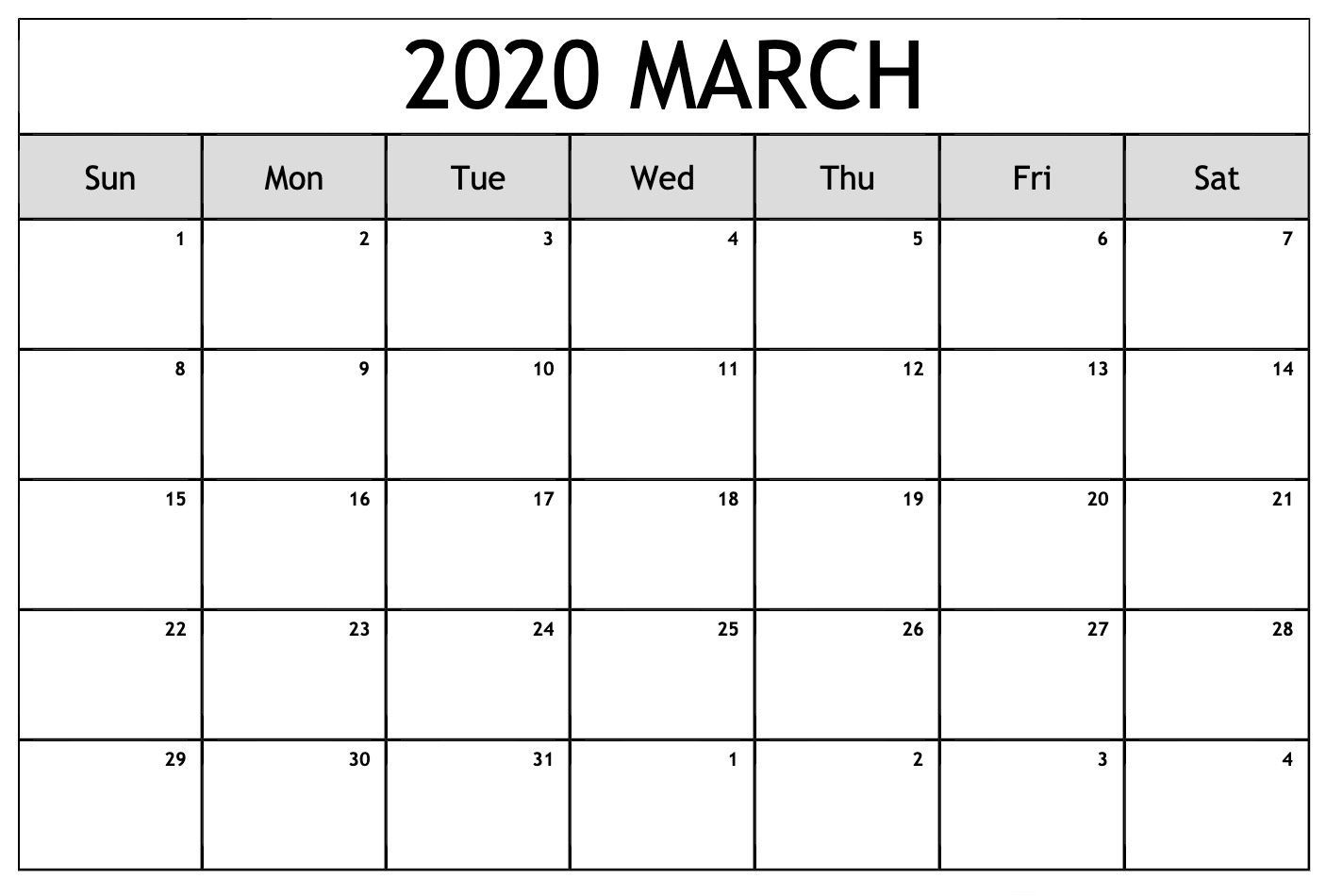 Editable March 2020 Calendar In 2020 | February Calendar