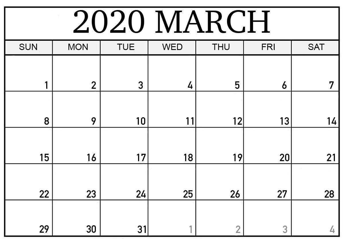 Editable March 2020 Calendar To Print Pdf Word Blank