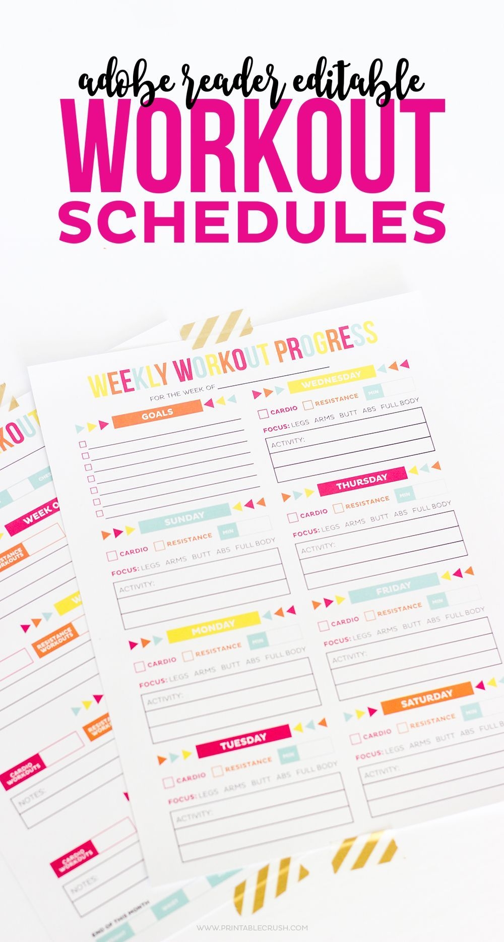 Editable Printable Workout Schedule (With Images
