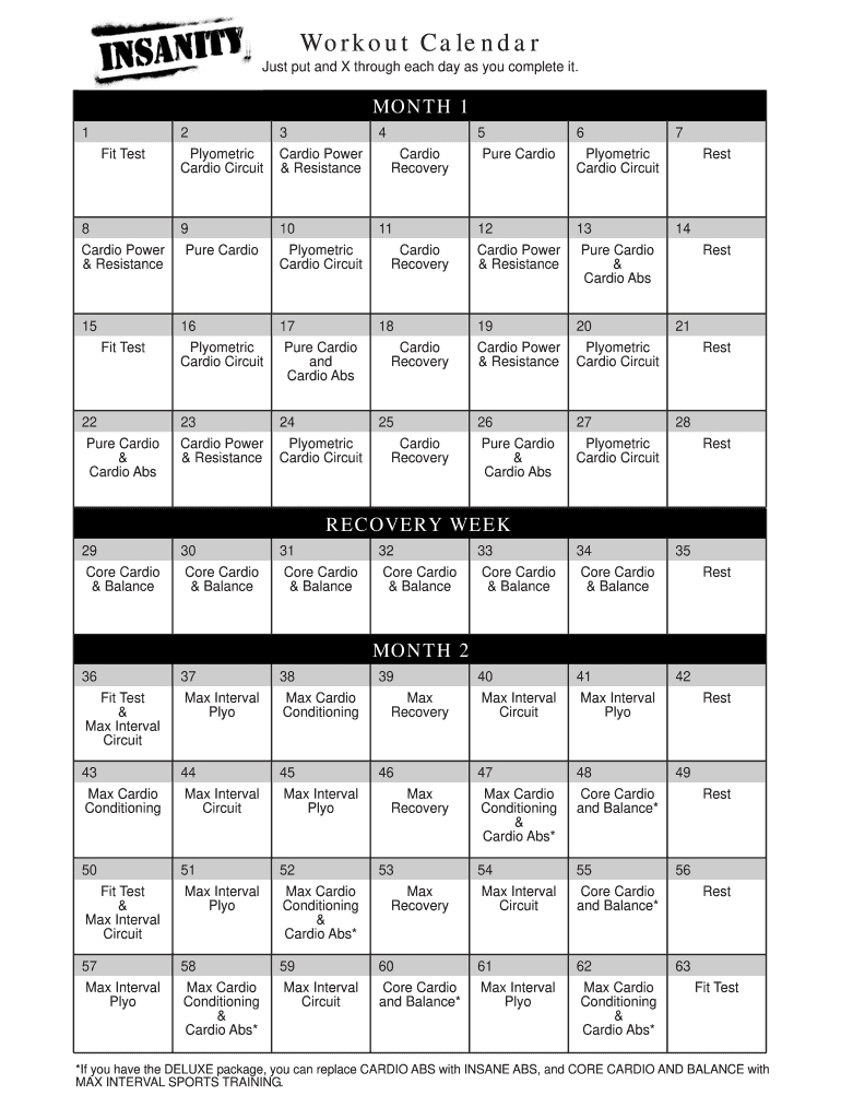 Editable Workout Calendar - Fill Online, Printable, Fillable