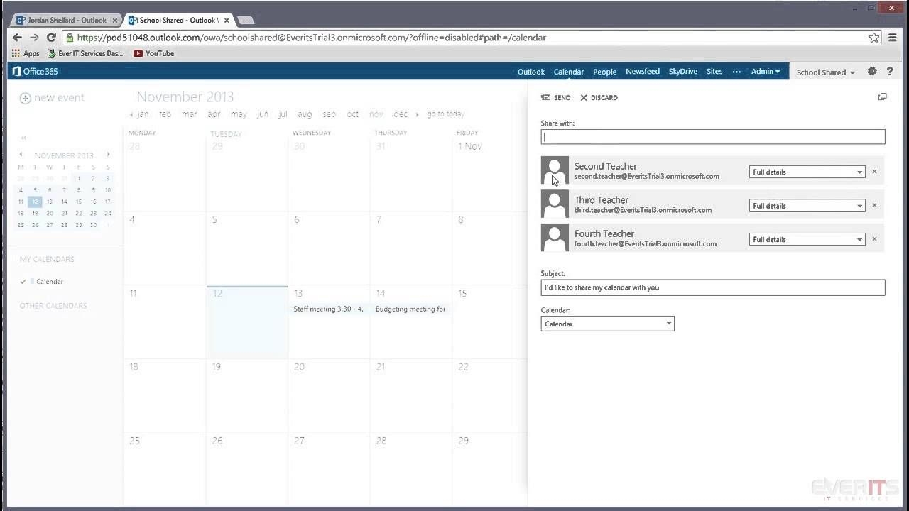 Editing Shared Calendar Permissions In Office 365