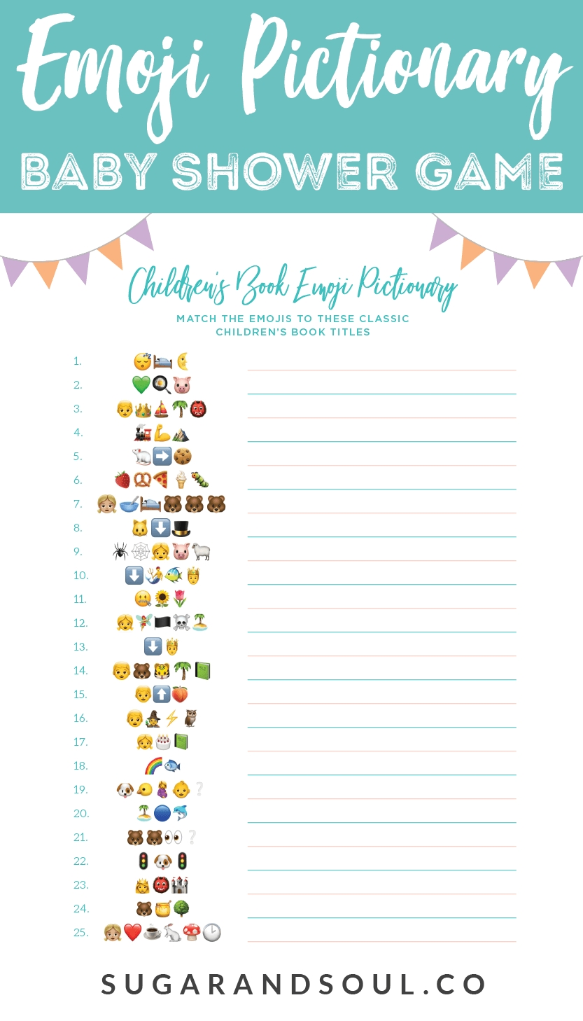 Emoji Pictionary Baby Shower Game Free Printable | Storybook