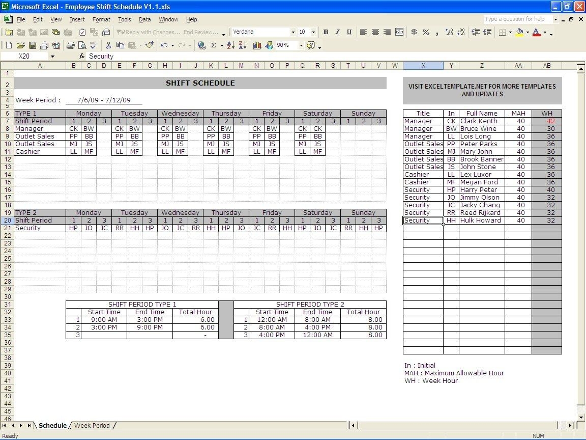 Employee Schedule Maker » Exceltemplate